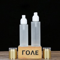 Flacon en verre givré de 20 ml, 30 ml, 40 ml, 50 ml, 60 ml, 80 ml, 100 ml pour lotion de soin de la peau avec pompe en bambou de luxe, vaporisateur, couvercle, ensemble cosmétique