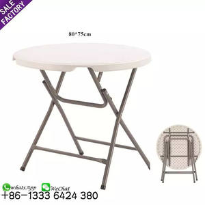Sino Perfect Heavy Duty 6Ft White Round Foldable Table 72 Inch Plastic Party Folding Wedding Banquet Round Tables for Events - Product Image 1