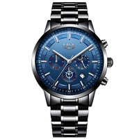 Montre chronographe sport pour homme, quartz, multifonction, phase de lune, calendrier, étanche, bracelet en acier inoxydable, montre de business