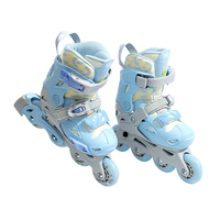 Patins à roulettes en ligne réglables SUPERYOUNGSTER à 4 roues, roues en PU à rebond élevé, chaussures à roulettes portables rose et bleu