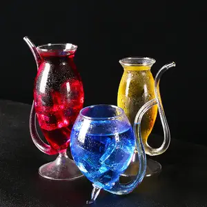 Bicchiere da vino creativo bicchiere da Cocktail bicchiere da whisky bicchiere da vetro resistente al calore con cannuccia per bere Bar Club per feste a casa