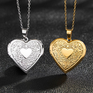 Collier pendentif médaillon cœur ouvrable personnalisé romantique en acier inoxydable 316L plaqué or 14k 18k pour femmes - Product Image 4
