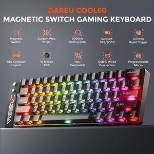 <span class=keywords><strong>Teclado</strong></span> Magnético de Efecto Hall DAREU COOL60 Original, 8000Hz Rapid Trigger, RGB, Hot Swap, Periférico <span class=keywords><strong>para</strong></span> Juegos, Compra al por Mayor - Product Image 3