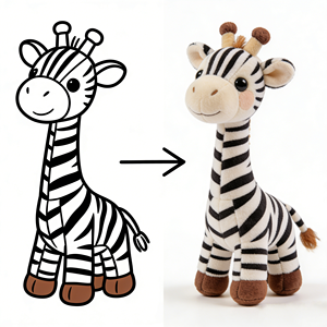 Peluche Ibrido Zebra-Giraffa Personalizzato Direttamente dalla Fabbrica: Trasforma il Tuo Design Cartoon in un Giocattolo di Alta Qualità a Forma di Animale Safari Imbottito - Product Image 1