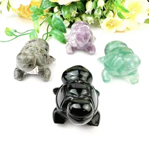 Hot Sale Natural Hand Made Healing Crystal Cute Obsidian Carving For Decoration