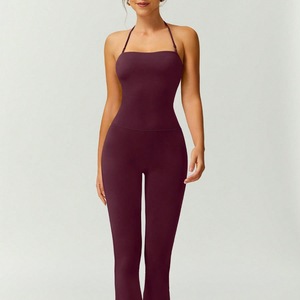 Hot Selling Women's Peach Butt Sports Jumpsuit with Halter Quick Dry Beauty Back Tight Sleeveless <strong>Yoga</strong> <strong>Bodysuit</strong> for Fitness - Product Image 5