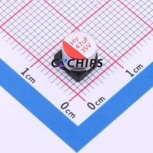 Condensateur solide HV1V476M0605PZ SMD, D6.3xL5.8mm (Capacité : 47uF) (Précision : 20%) Tension nominale : 35V - Product Image 1