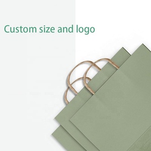 Sac en papier personnalisé en gros, sac en papier cadeau vert avec logo et poignée pour petit produit cadeau - Product Image 4