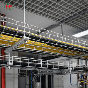 Cesta de malla metálica ligera, moderna y duradera para gestión de cables bajo el escritorio, con estructura de marco abierto y abrazadera. - Product Image 5