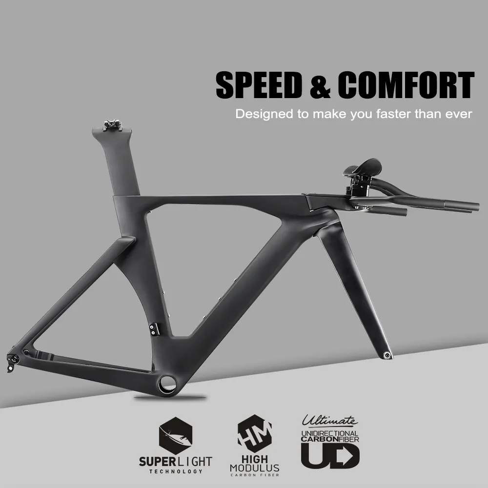 Light Weight Carbon Aero Time Trial Bike Frame Hidden Internal Cable Trial Bike Frame Disc Triathlon Frame Time Trial Frameset