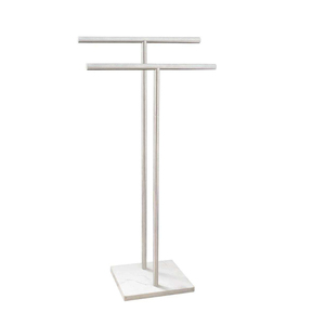 Stainless Steel Double-Bar Freestanding <b>Towel</b> <b>Rack</b> with Marble Base – Modern Floor <b>Standing</b> Bathroom <b>Towel</b> Holder & Organizer - Product Image 4