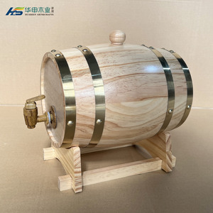 Dispensador de barril de vino de roble macizo pequeño para bebidas y agua Estante de whisky de madera barato con diseño decorativo pintado - Product Image 1
