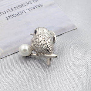 Broches de Plata de Ley 925 con Diseño de Pájaro de Piedra Natural al por Mayor DPZ-1000 - Product Image 2