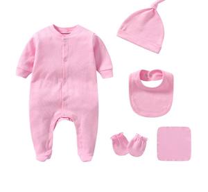 Conjuntos de Ropa de Punto para Bebé, 5 Piezas, Color Sólido, Invierno, Manga Larga, Algodón, Secado Rápido, Transpirable, Unisex, para Recién Nacidos - Product Image 3