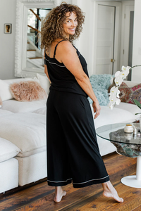 Custom Sexy Cami Rowan Hilo Tanque de pierna ancha de encaje 2 piezas Ropa de dormir Mujeres Pjs <span class=keywords><strong>Pijama</strong></span> de algodón <span class=keywords><strong>Pijama</strong></span> de bambú para las mujeres Conjunto - Product Image 3