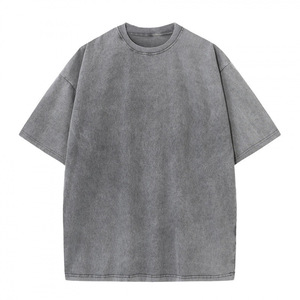 T-shirt en coton délavé vintage surdimensionné pour homme, col rond, manches courtes, séchage rapide, logo personnalisé, streetwear décontracté - Product Image 3