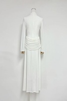 Robe longue élégante à manches longues et taille empire pour femme - Robe décontractée unie pour le printemps
