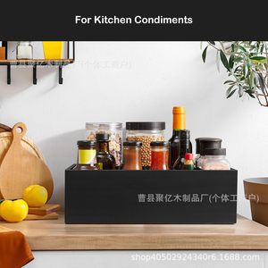 Boîte de rangement pour couverts en bois noir, 6 compartiments, organiseur de cuisine pour couteau, fourchette, cuillère, support à épices - Product Image 5