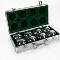 Ensemble de 8 boules de pétanque en acier inoxydable de 73 mm avec boîte en aluminium et mesureur en plastique avec cordon