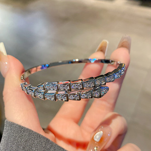 Cross Border <b>Copper</b> Plated Gold Zircon Snake Bangle Micro Insert Jewelry Gift Fashion <b>Bracelet</b> Fall 2024 - Product Image 2