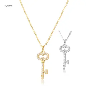 Fuamay Groothandel Mode Fancy Ketting Sterling Zilveren Sieraden 18K Vergulde Sleutel Medaillon Ketting