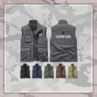 Veste sans manches en toile multi-poches de haute qualité en gros, logo personnalisé, été, formel, écologique, broderie 3D, pêche, chasse