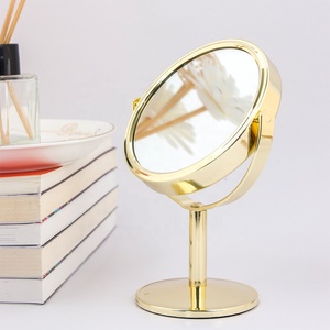 <strong>Mirror</strong> Factory Directly Light Golden Metal Desktop Double Sided <strong>360</strong> <strong>Mirror</strong> for Beauty Care - Product Image 1