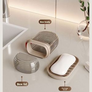 Nouvelle boîte à savon de voyage créative en plastique avec couvercle et drain scellé, style luxe léger pour le rangement domestique - Product Image 1