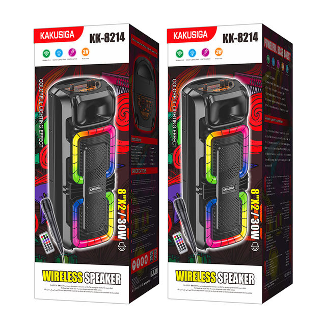 KAKUSIGA Portable Super Quality 8 Inches * 2 Wireless Speaker OEM Outdoor USB Speakers Bass Sound Wireless Speaker