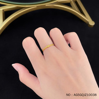 Bague ouverte réglable en or pur Lerca 999, design double cœur entrelacé gravé CNC