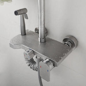 Grifo de <span class=keywords><strong>Ducha</strong></span> de Acero Inoxidable 304 Hongdec, Grifo de Bañera de Tres Piezas <span class=keywords><strong>con</strong></span> <span class=keywords><strong>Placa</strong></span> de Almacenamiento - Product Image 2