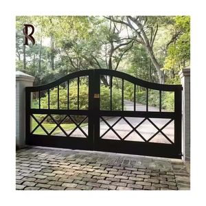 Puertas de aluminio de estilo francés en ascenso, puerta de Villa de aluminio, puertas de jardín <span class=keywords><strong>el</strong></span>éctricas, diseño de parrilla, puerta corredera de patio de aluminio - Product Image 6