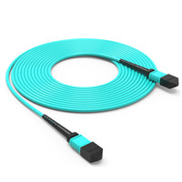 Yüksek Kaliteli 12 Çekirdekli MPO Push Pull Tab Trunk Kablosu, Veri Merkezi/FTTX Kullanımı için Aqua Kılıflı