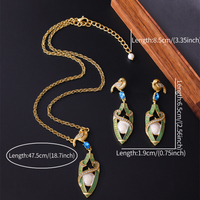 Parure de bijoux vintage motif oiseau, collier en alliage et boucles d'oreilles pendantes, émail, perle, cristal bleu incrusté, bijoux rétro tendance pour cadeau