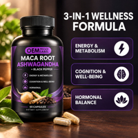 Extrait de Maca et d'Ashwagandha OEM avec Poivre Noir pour l'Énergie, le Métabolisme, le Soutien Cognitif et Hormonal - Complément Alimentaire