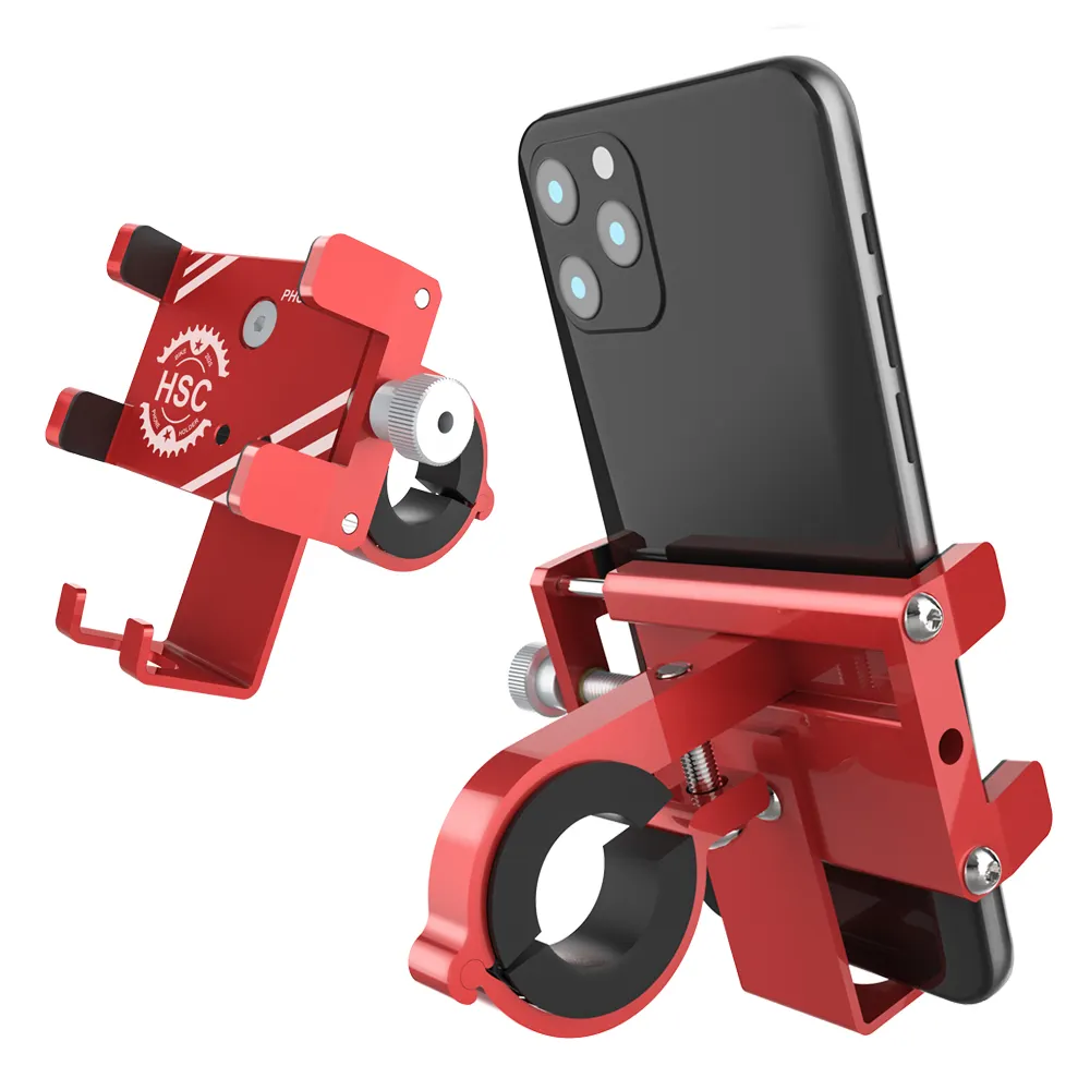 Universal Anti-Theft Aluminum Alloy Bike Phone Holder Safety Riding Motorcycle Cradle Mobile Phone Mount for Handlebar