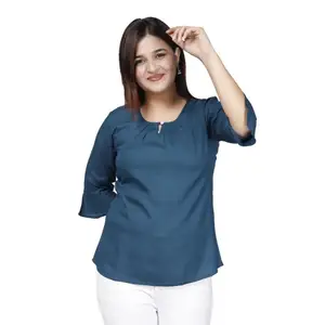 Blusas modestas de rayón para mujer de uso diario de nuevo estilo con tres cuatro mangas de exportador indio