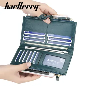 baellerry customize designer long leather wallet coin 20 slot multi card holder card holder pu leather luxury card wallet