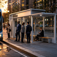 Parada de Autobús de Aluminio con Pantalla Digital, Caja de Luz Publicitaria y Banco de Espera, Estación de Espera Personalizada para Autobuses Urbanos