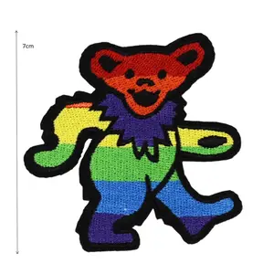 Grateful Dead Dancing Bear Iron Pada Patch Bordir Bordir untuk Pakaian