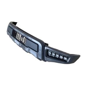 Barre avant avec lumière pour <span class=keywords><strong>Ford</strong></span> F150 <span class=keywords><strong>Raptor</strong></span> <span class=keywords><strong>2022</strong></span> Musixia pare-chocs avant en acier <span class=keywords><strong>noir</strong></span> 4x4 pick-up tout-terrain avec pièces de support de treuil - Product Image 3