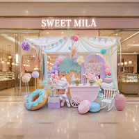 Statues et sculptures en résine personnalisées, accessoires de présentation pour décor de fête sur le thème des desserts pastel, pour vitrine de confiserie