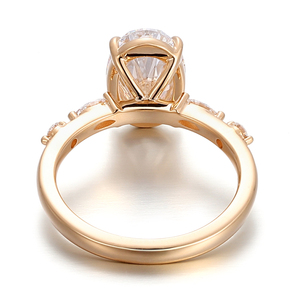 Anello di fidanzamento 14K 18K oro giallo massiccio da donna anello di diamanti da laboratorio - Product Image 2