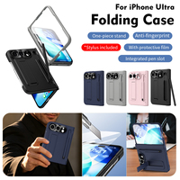 Casing Pelindung Anti Jatuh Lipat Baru dengan Slot Penyangga Pena dan Engsel, Pelindung Penuh, Cocok untuk iPhone Duo Berkualitas Tinggi