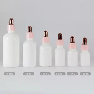Wholesale Opal White Ceramic Cosmetic Packaging Skin Care Glass Serum Bottle