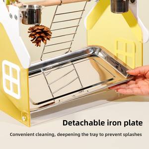 Di alta qualità piccoli uccelli eco-friendly forma a triangolo solido metallo supporto lavabile in ferro arte acciaio inossidabile vassoio pulsante gabbia pappagallo - Product Image 3
