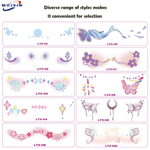 สติกเกอร์สักลายหน้าแบบกลิตเตอร์ ใช้ครั้งเดียว ลอกออกได้ กระดาษสีสำหรับตกแต่งหน้า สำหรับงานปาร์ตี้ แต่งหน้ามืออาชีพ - Product Image 5