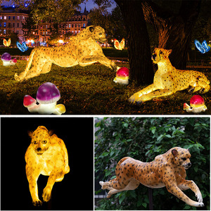 Sculpture <span class=keywords><strong>de</strong></span> panthère grandeur nature en fibre <span class=keywords><strong>de</strong></span> verre LED Momovalley, réaliste en 3D, panthère sauvage, guépard, léopard, IP65 pour décoration extérieure - Product Image 4