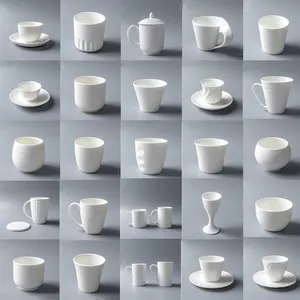 Venta al por mayor 10-540ml Color porcelana taza de té taza de café Taza de cerámica blanca con platillo con logotipo personalizado para hotel