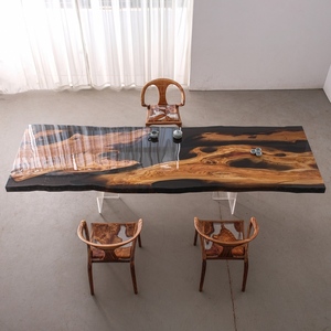 Mesa <span class=keywords><strong>de</strong></span> Madera <span class=keywords><strong>de</strong></span> <span class=keywords><strong>Olivo</strong></span> Natural con Borde Vivo y Resina Epoxi Negra 2026 - Mesa Grande <span class=keywords><strong>de</strong></span> Madera para Comedor y Conferencias - Product Image 2